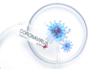 A picture of a coronavirus drawn in a Petri dish