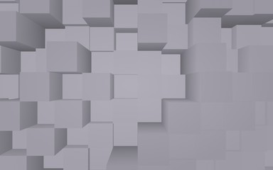 Abstract gray elegant cube geometric background. Chaotically advanced rectangular bars. 3D Rendering, 3D illustration