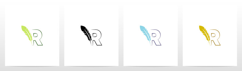 Feather Quill On Letter Logo Design R