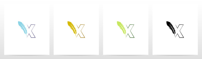 Feather Quill On Letter Logo Design X