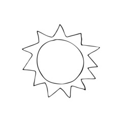 Planet. Handdrawn doodle vector icon. Space sky travelling symbol. Naive style.  Isolated on white background.
