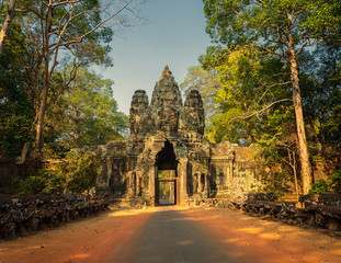 South gate to Angkor Thom in Cambodia