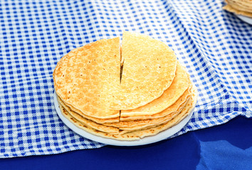 Appetizing fried pancakes during Pancake Week