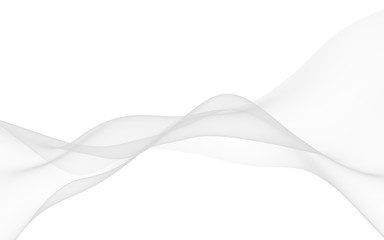 White abstract background. Fluttering white scarf. Waving on wind white fabric. 3D illustration