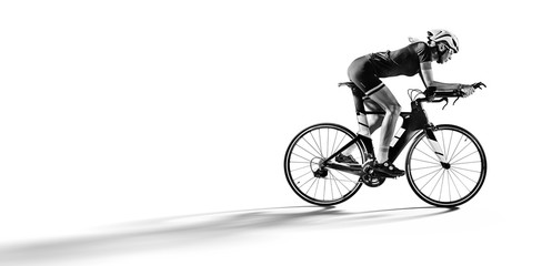 Fototapeta na wymiar Sport. Athlete cyclists in silhouettes on white background. Isolated on white.