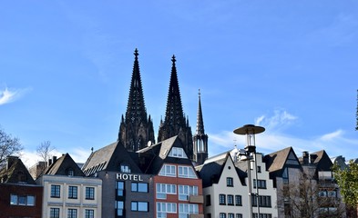 Naklejka premium The Cologne cathedral in the distance.