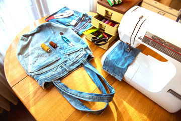 denim bag, handmade, sewing accessories
