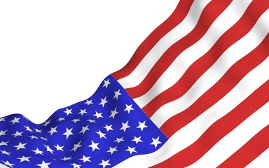 Waving flag of the United States of America. Stars and Stripes. State symbol of the USA. 3D illustration