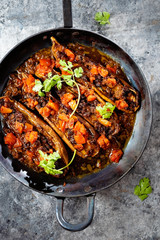 rustic traditional turkish stuff eggplant karniyarik