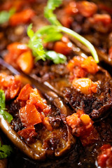 rustic traditional turkish stuff eggplant karniyarik
