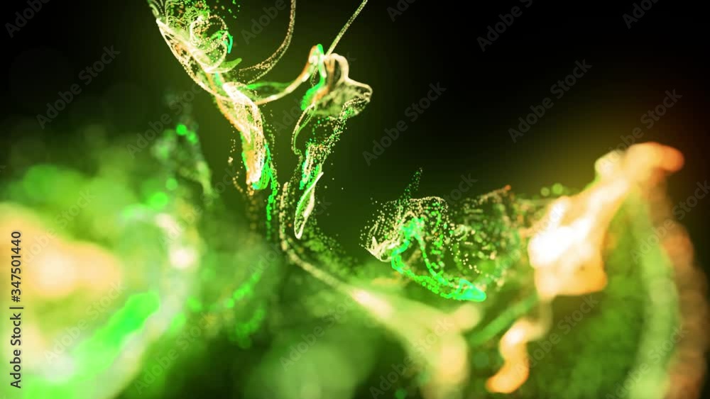 Poster glow ink change color. injection of fluorescent amazing ink in water on black background in 4k. 3d r