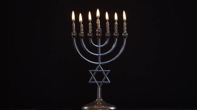 View of Menorah With All Candles Burning