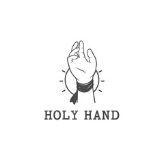 Black and white hand drawn holy hand hope logo illustration
