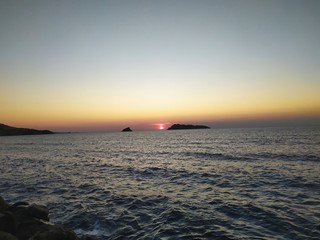 Sunset over an island