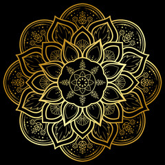 Circular Flower Mandala with vintage floral style, Vector mandala Oriental pattern, Hand drawn decorative element. Unique design with petal flower. Concept relax and meditation use for page logo book