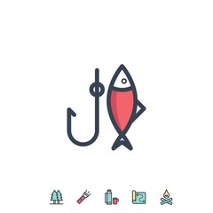 fishing icon vector illustration for website and graphic design