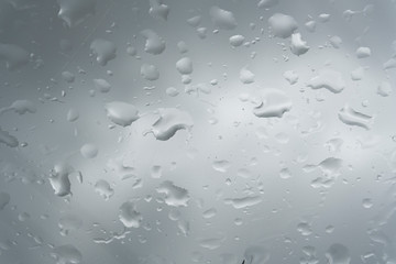 texture of raindrops on glass macro