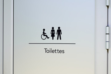 Restroom door sign toilet male female and cripple public