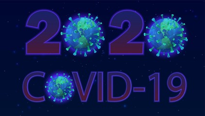 Vector illustration of COVID-19 in year 2020