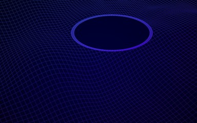 Abstract landscape on a blue background. Cyberspace grid. Mockup. hi tech network, technology. 3D illustration