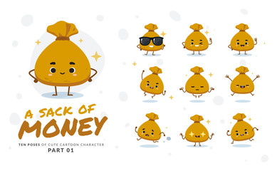 cartoon images of Money Sack. First set. Vector Illustration