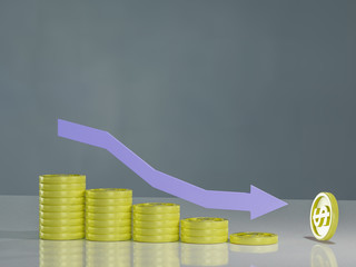 3d render global golden money graphs down