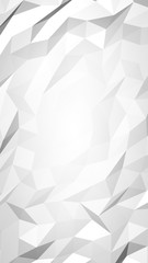 White abstract background. Lowpoly backdrop. Crumpled paper. 3D illustration