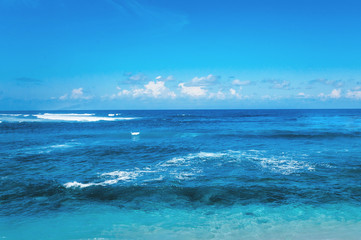 Beach and beautiful tropical sea. Sandy tropical beach. Beach and sea
