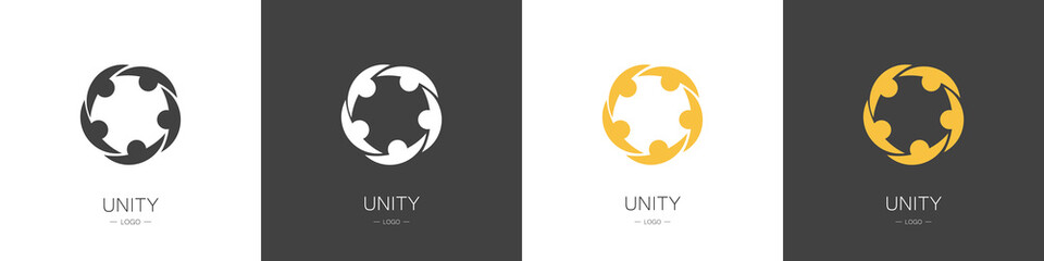 Set of unity logos. Team and partnership concept. Collection. Modern style. Vector illustration
