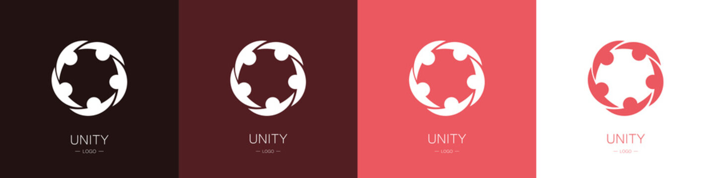 Set of unity logos. Team and partnership concept. Collection. Modern style. Vector illustration

