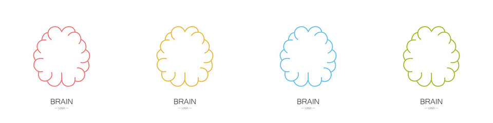 Set of brain logos. Collection. The concept of thinking and knowledge. Modern style. Vector illustration
