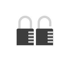 Lock icons set on white background, flat design vector illustration