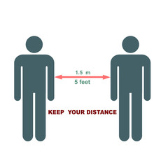 Keep distance sign. Coronovirus epidemic protective equipment. Preventive measures. Steps to protect yourself. Keep the 1.5 meter distance. Vector illustration.