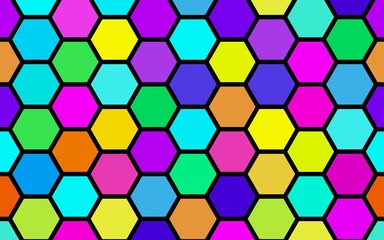 Honeycomb many color, multicolored. Isometric geometry. 3D illustration