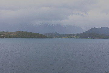 Beautiful Norwegian landscape. view of the fjords. Norway ideal fjord reflection in clear water