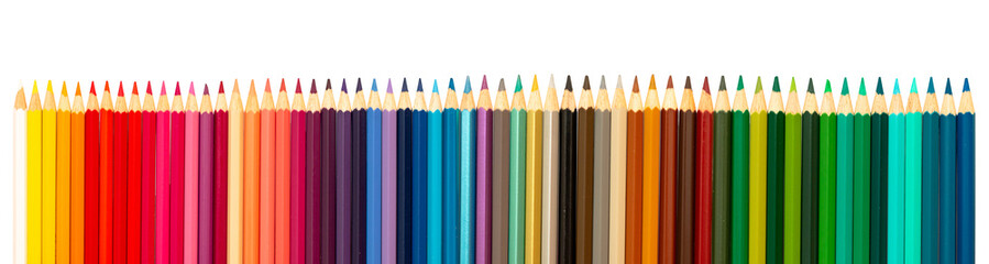 colored pencils on white background