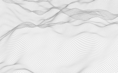 Abstract landscape on a white background. Cyberspace grid. hi tech network. 3d illustration