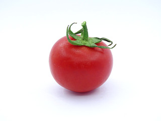 Organic garden tomatoes on white background