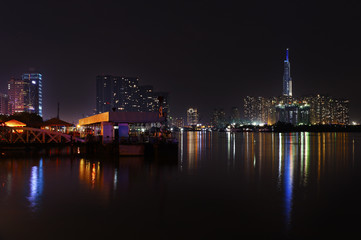 Fototapeta na wymiar Ho Chi Minh City skyline view by night