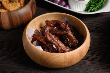 Thai Deep Fried dried pork, Thai street food