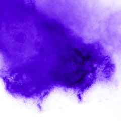 Violet purple color watercolor splash, bright expressive abstract background wallpaper backdrop texture. Watercolor on white paper with different aquarelle hue