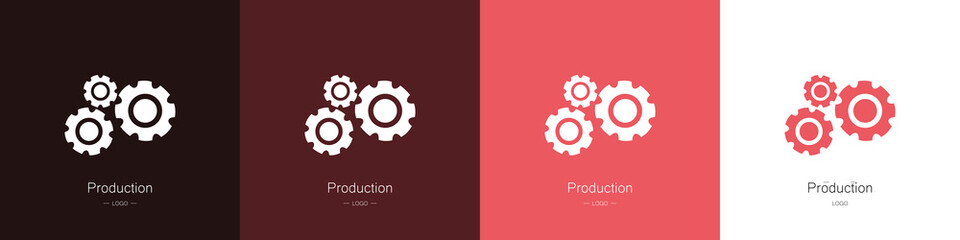 Set of gear logos. The concept of production and technology. Collection. Modern style vector illustration.
