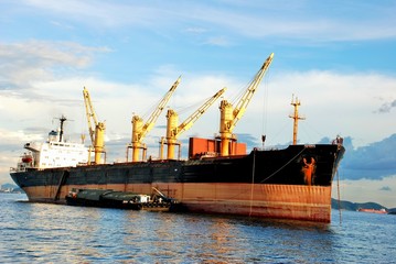 Container ship in gulf of Thailand