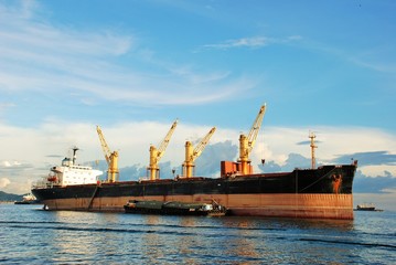 Container ship in gulf of Thailand