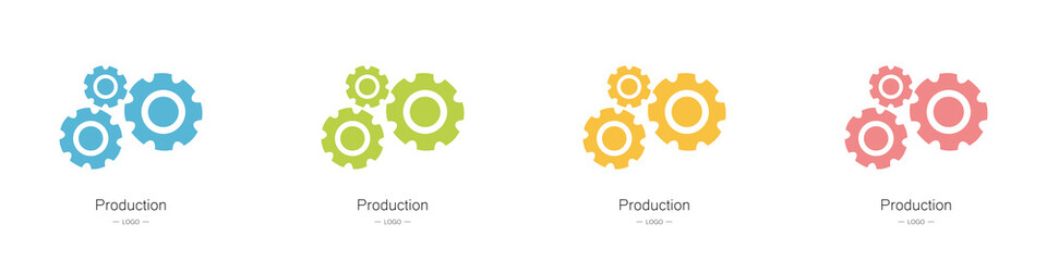 Set of gear logos. The concept of production and technology. Collection. Modern style vector illustration.

