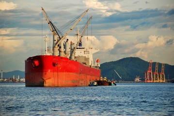 Container ship in gulf of Thailand