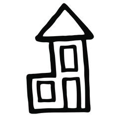 Abstract hand drawn house in minimalism style. Symbol of relax, separate housing. Sketch element for graphic design, logo, and illustrations.
Stock vector illustration. Isolated on white background.

