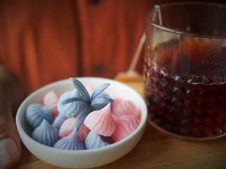 cup of tea with sweets
