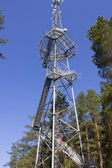 Siliniskiu observation tower in Lithuania. Close up view