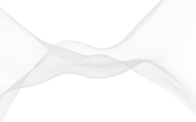 White abstract background. Fluttering white scarf. Waving on wind white fabric. 3D illustration